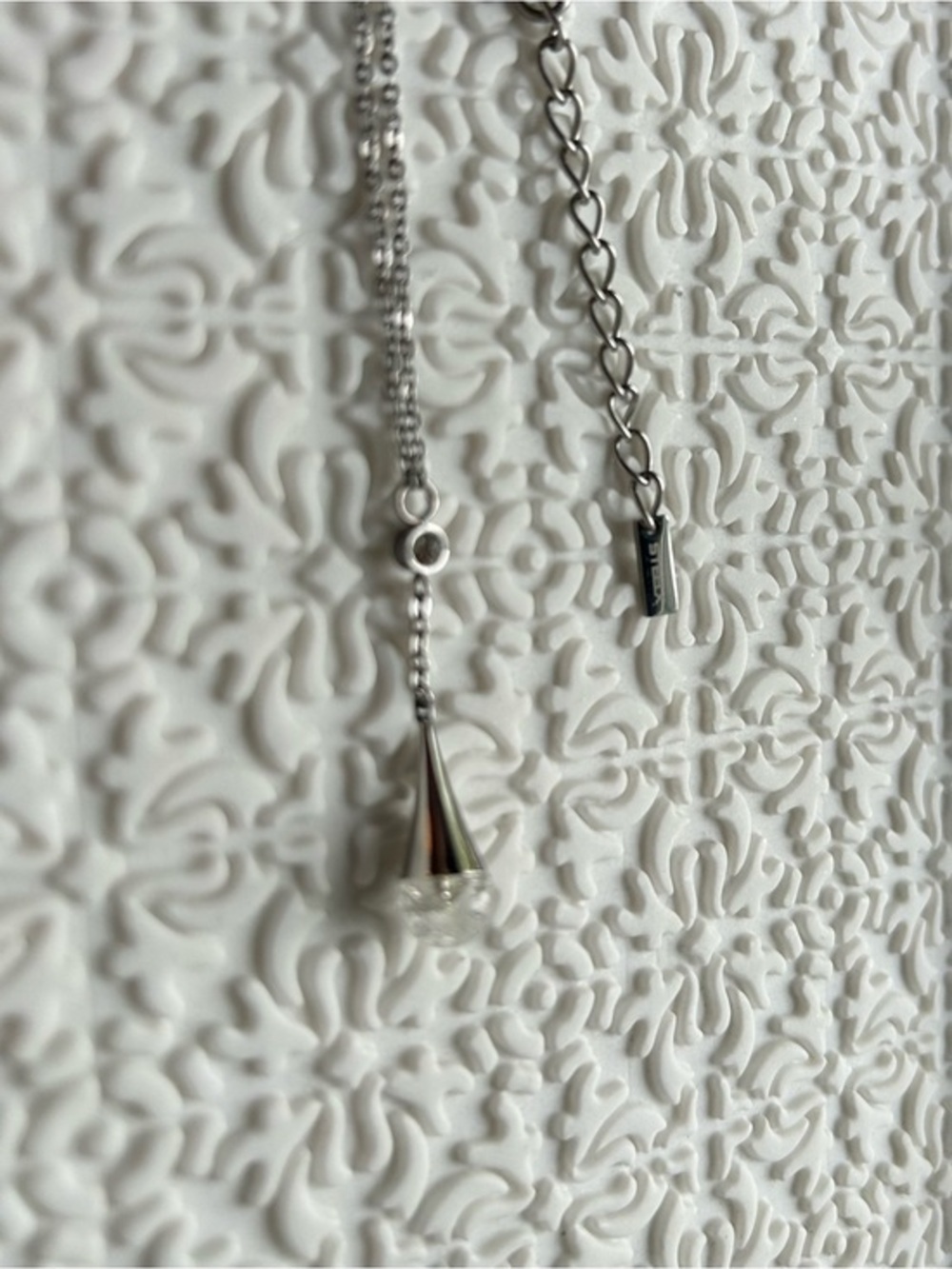 STEELX Delicate Silver Drop Pendant Necklace - Clear Stone